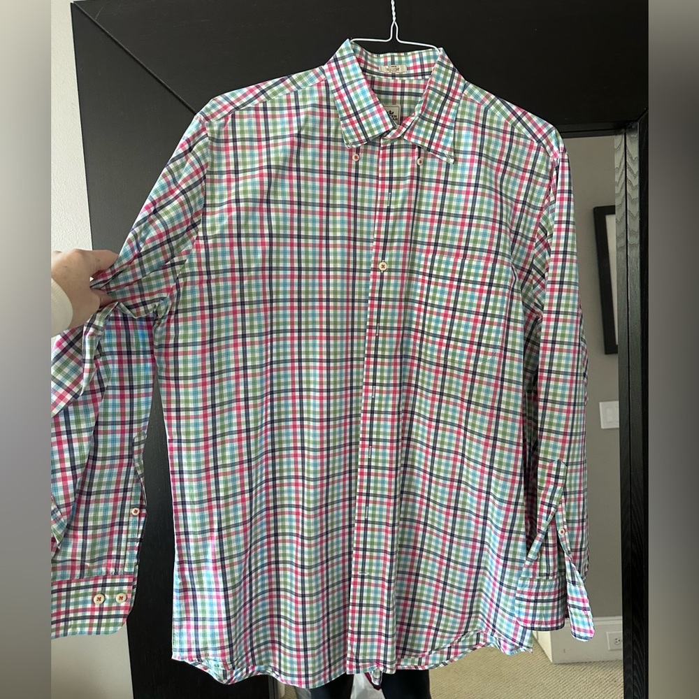 Peter Millar Vibrant Checkered Button Down Shirt - image 1